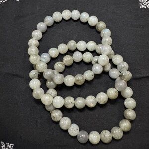 NEW - 3 LABRADORITE GEMSTONE BRACELETS 8MM BEADS ONE SIZE FITS MOST JEWLERY